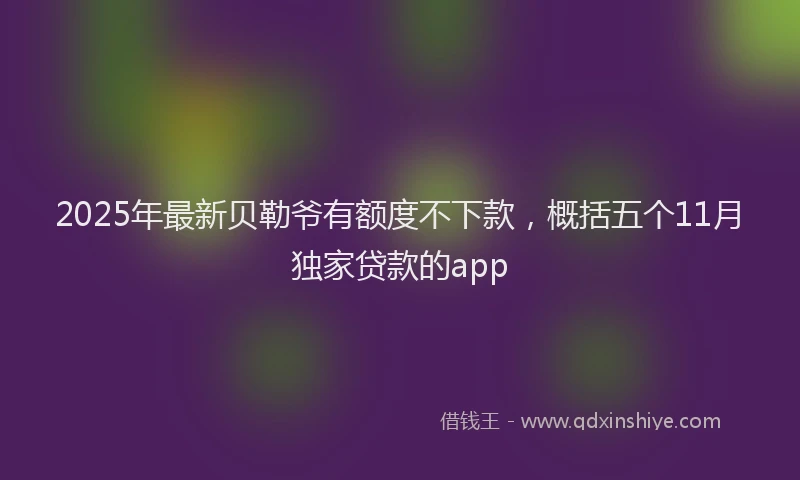 2025年最新贝勒爷有额度不下款，概括五个11月独家贷款的app