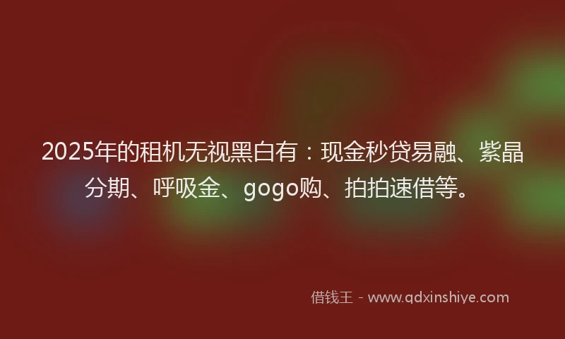 2025年的租机无视黑白有：现金秒贷易融、紫晶分期、呼吸金、gogo购、拍拍速借等。