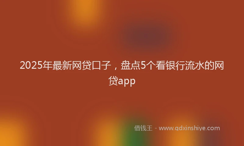 2025年最新网贷口子，盘点5个看银行流水的网贷app