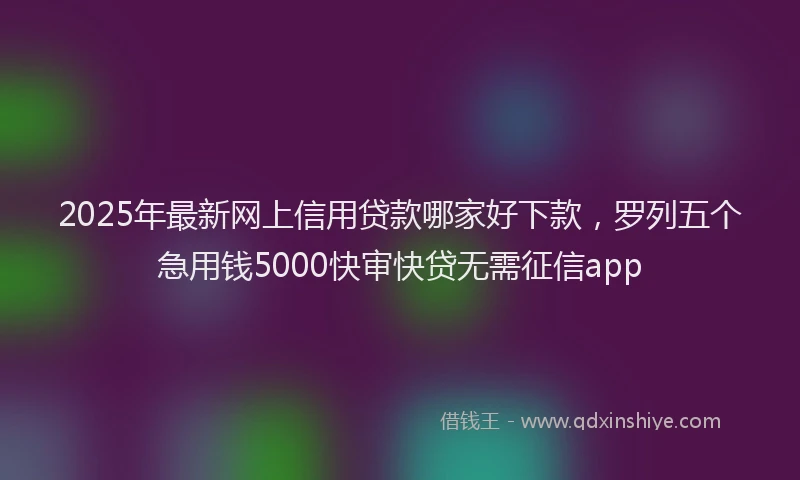 2025年最新网上信用贷款哪家好下款，罗列五个急用钱5000快审快贷无需征信app