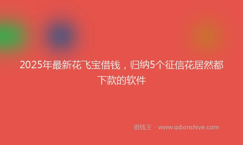 2025年最新花飞宝借钱，归纳5个征信花居然都下款的软件