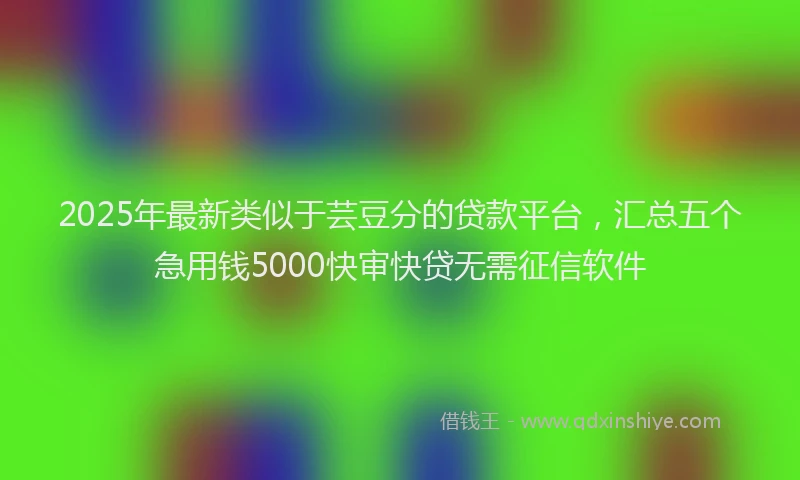 2025年最新类似于芸豆分的贷款平台，汇总五个急用钱5000快审快贷无需征信软件