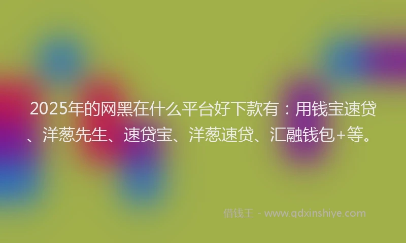 2025年的网黑在什么平台好下款有：用钱宝速贷、洋葱先生、速贷宝、洋葱速贷、汇融钱包+等。