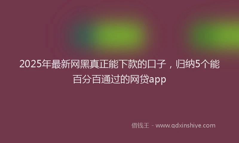 2025年最新网黑真正能下款的口子，归纳5个能百分百通过的网贷app