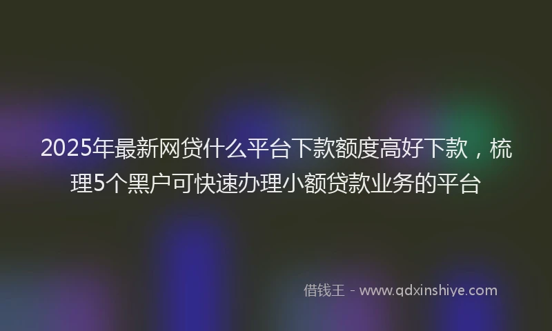 2025年最新网贷什么平台下款额度高好下款，梳理5个黑户可快速办理小额贷款业务的平台