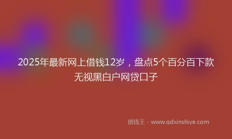 2025年最新网上借钱12岁，盘点5个百分百下款无视黑白户网贷口子