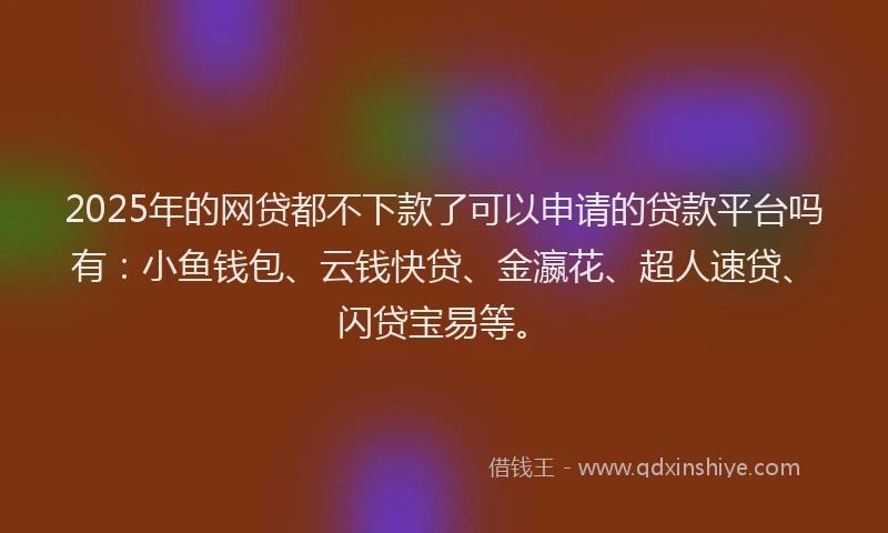 2025年的网贷都不下款了可以申请的贷款平台吗有：小鱼钱包、云钱快贷、金瀛花、超人速贷、闪贷宝易等。