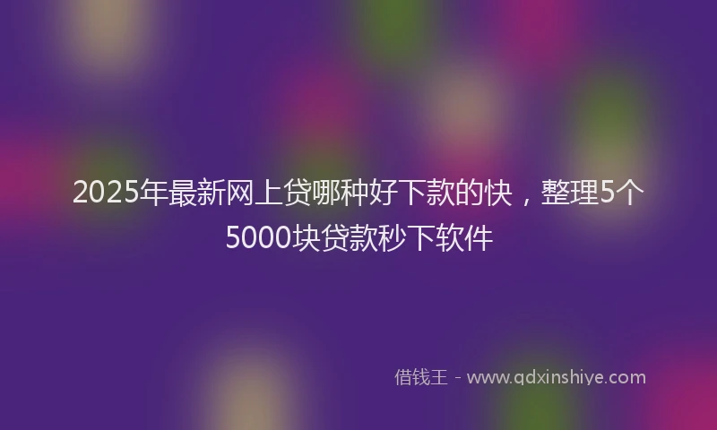 2025年最新网上贷哪种好下款的快，整理5个5000块贷款秒下软件