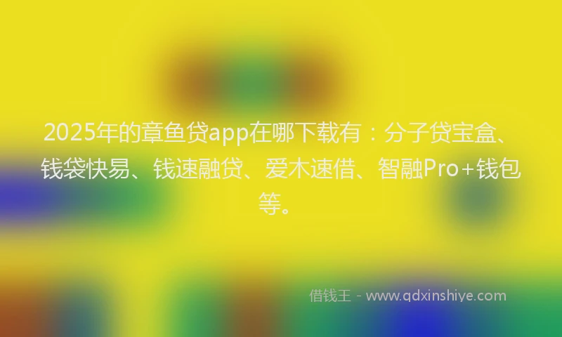 2025年的章鱼贷app在哪下载有：分子贷宝盒、钱袋快易、钱速融贷、爱木速借、智融Pro+钱包等。