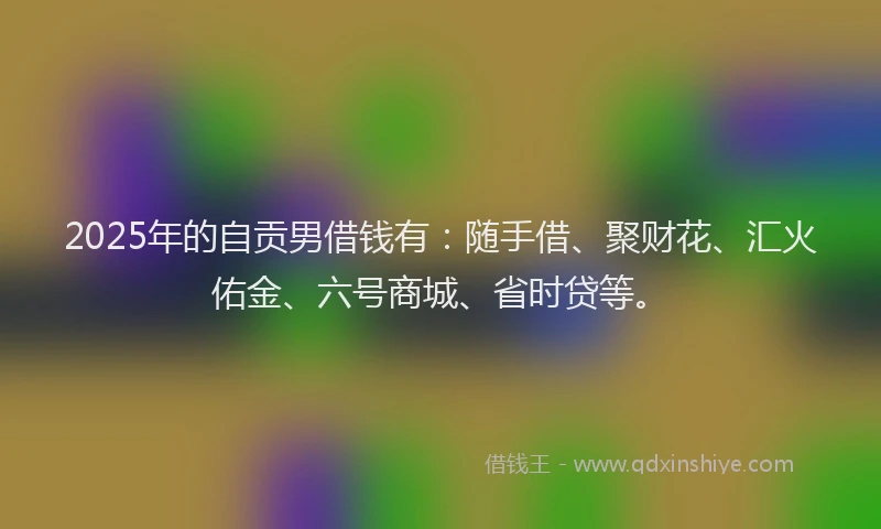2025年的自贡男借钱有：随手借、聚财花、汇火佑金、六号商城、省时贷等。