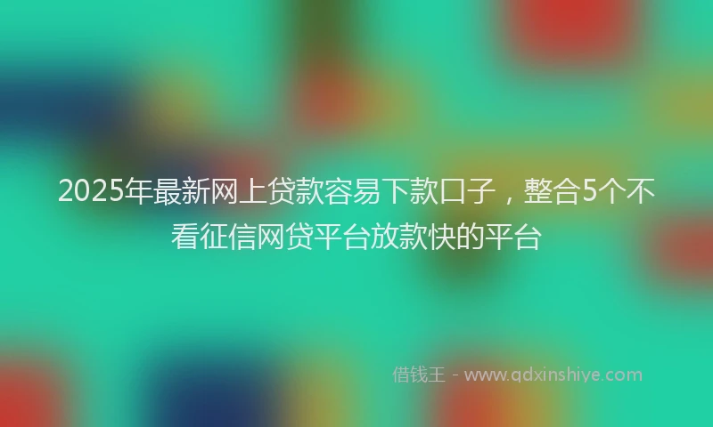 2025年最新网上贷款容易下款口子，整合5个不看征信网贷平台放款快的平台
