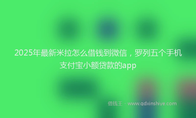 2025年最新米拉怎么借钱到微信，罗列五个手机支付宝小额贷款的app