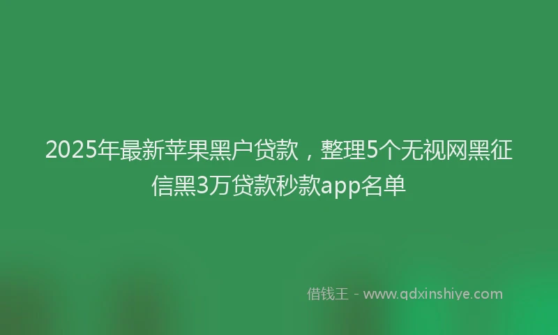2025年最新苹果黑户贷款，整理5个无视网黑征信黑3万贷款秒款app名单