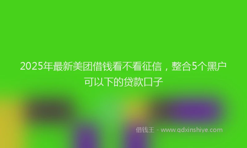 2025年最新美团借钱看不看征信，整合5个黑户可以下的贷款口子