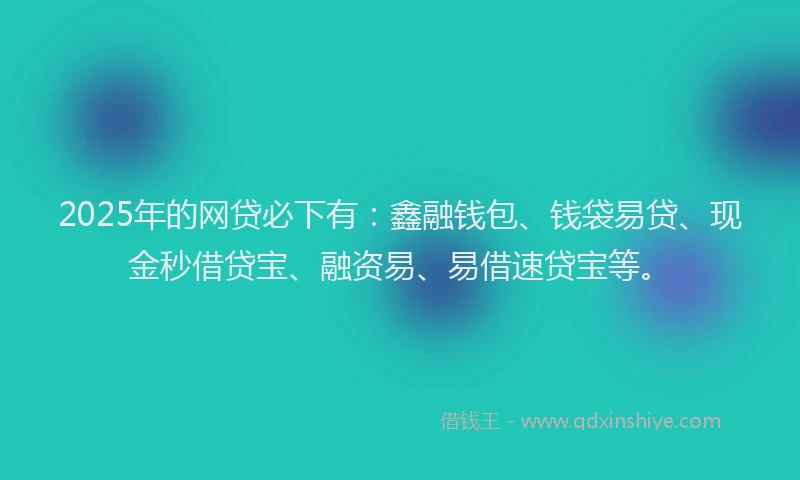 2025年的网贷必下有：鑫融钱包、钱袋易贷、现金秒借贷宝、融资易、易借速贷宝等。