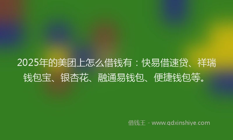 2025年的美团上怎么借钱有：快易借速贷、祥瑞钱包宝、银杏花、融通易钱包、便捷钱包等。