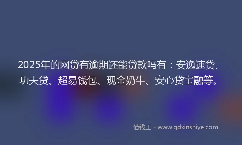 2025年的网贷有逾期还能贷款吗有：安逸速贷、功夫贷、超易钱包、现金奶牛、安心贷宝融等。