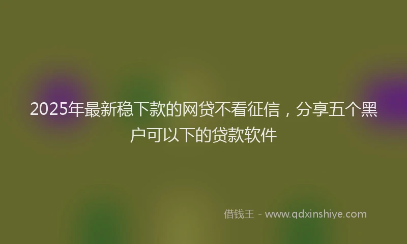 2025年最新稳下款的网贷不看征信，分享五个黑户可以下的贷款软件