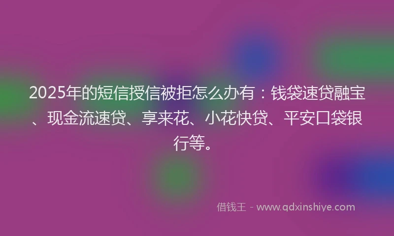 2025年的短信授信被拒怎么办有：钱袋速贷融宝、现金流速贷、享来花、小花快贷、平安口袋银行等。