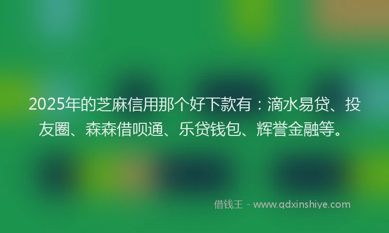 2025年的芝麻信用那个好下款有：滴水易贷、投友圈、森森借呗通、乐贷钱包、辉誉金融等。