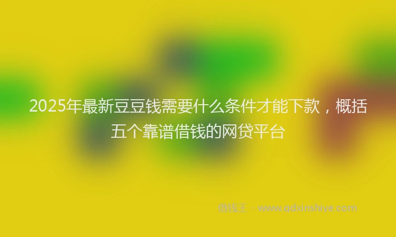2025年最新豆豆钱需要什么条件才能下款，概括五个靠谱借钱的网贷平台