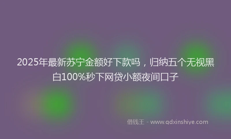 2025年最新苏宁金额好下款吗，归纳五个无视黑白100%秒下网贷小额夜间口子