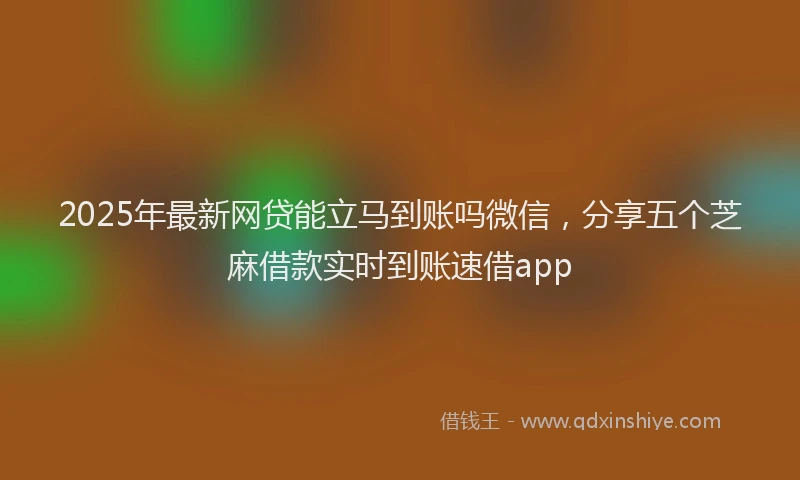 2025年最新网贷能立马到账吗微信，分享五个芝麻借款实时到账速借app