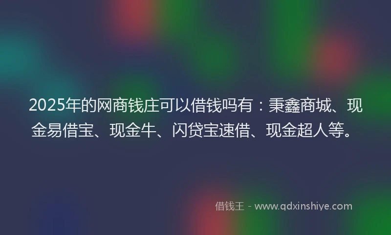 2025年的网商钱庄可以借钱吗有：秉鑫商城、现金易借宝、现金牛、闪贷宝速借、现金超人等。