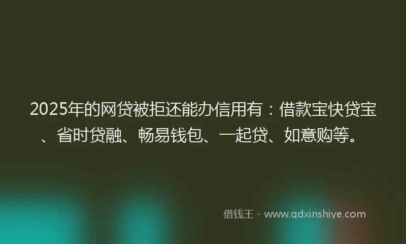 2025年的网贷被拒还能办信用有：借款宝快贷宝、省时贷融、畅易钱包、一起贷、如意购等。