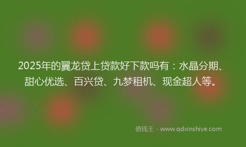 2025年的翼龙贷上贷款好下款吗有：水晶分期、甜心优选、百兴贷、九梦租机、现金超人等。