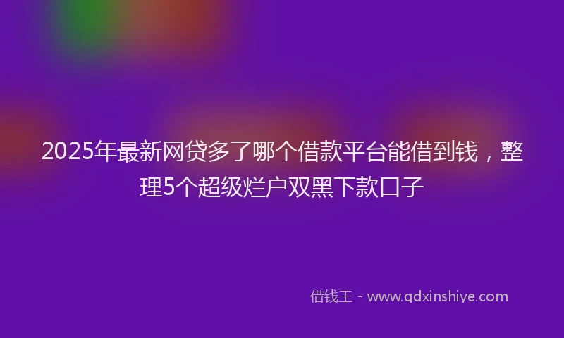 2025年最新网贷多了哪个借款平台能借到钱，整理5个超级烂户双黑下款口子