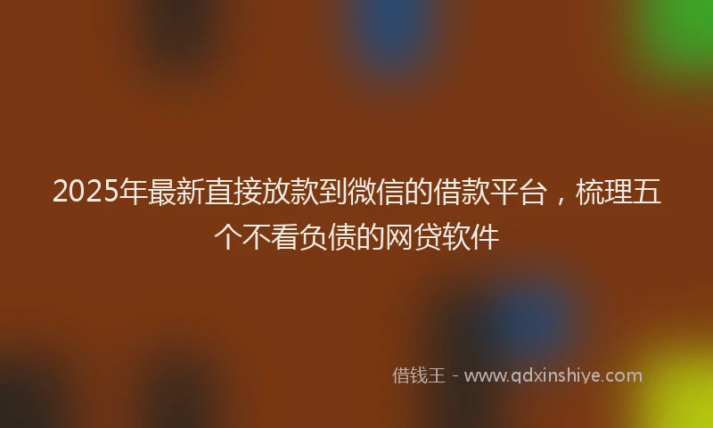 2025年最新直接放款到微信的借款平台，梳理五个不看负债的网贷软件