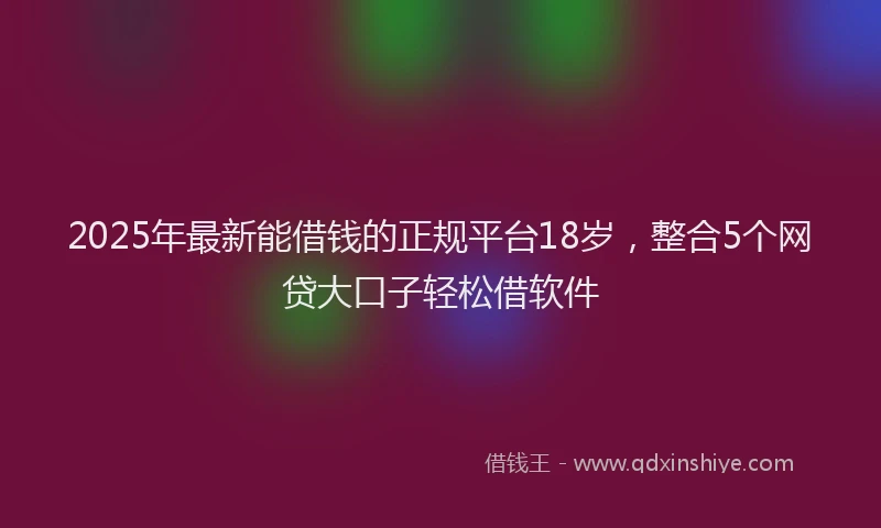 2025年最新能借钱的正规平台18岁，整合5个网贷大口子轻松借软件