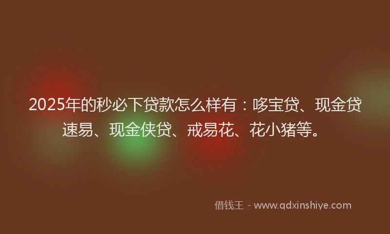 2025年的秒必下贷款怎么样有：哆宝贷、现金贷速易、现金侠贷、戒易花、花小猪等。