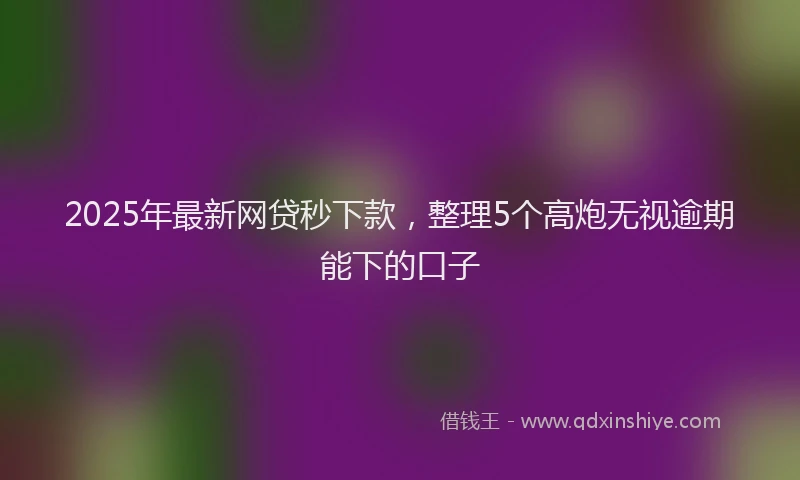 2025年最新网贷秒下款，整理5个高炮无视逾期能下的口子