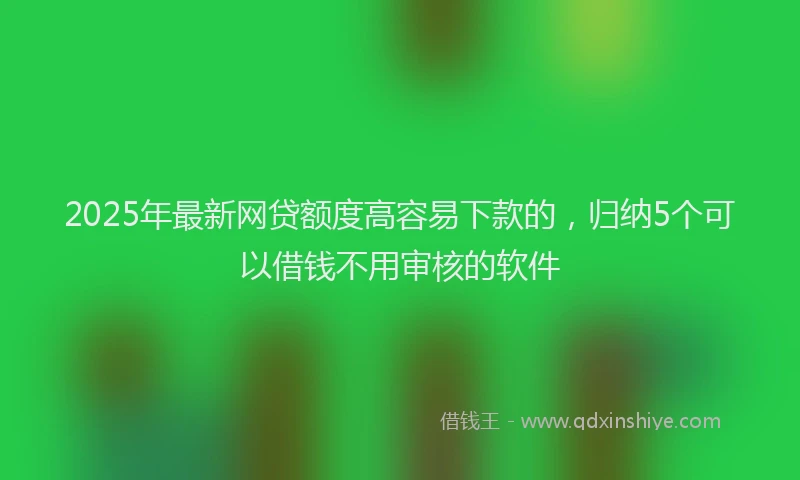 2025年最新网贷额度高容易下款的，归纳5个可以借钱不用审核的软件