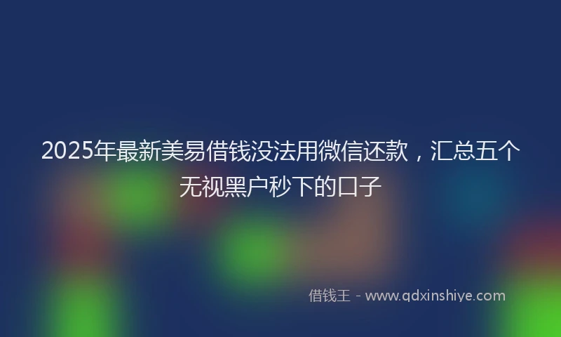 2025年最新美易借钱没法用微信还款，汇总五个无视黑户秒下的口子