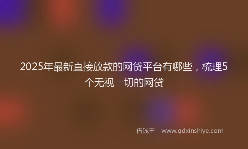 2025年最新直接放款的网贷平台有哪些，梳理5个无视一切的网贷