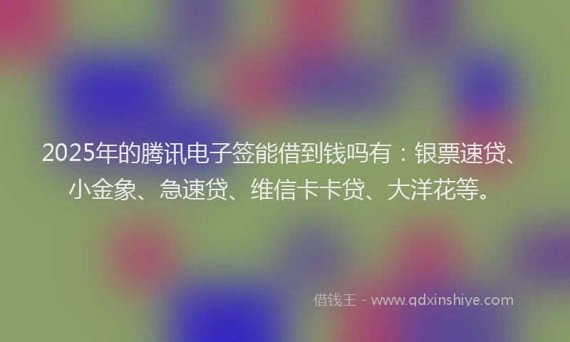 2025年的腾讯电子签能借到钱吗有：银票速贷、小金象、急速贷、维信卡卡贷、大洋花等。