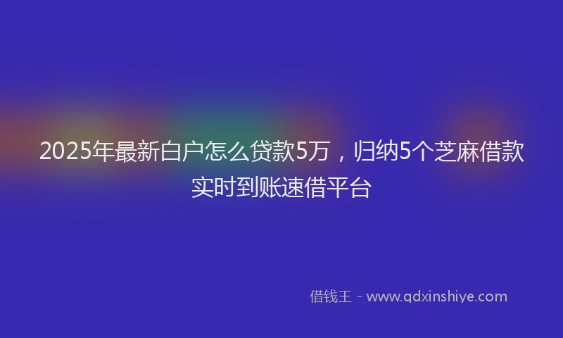 2025年最新白户怎么贷款5万，归纳5个芝麻借款实时到账速借平台