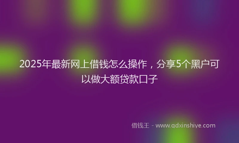 2025年最新网上借钱怎么操作，分享5个黑户可以做大额贷款口子