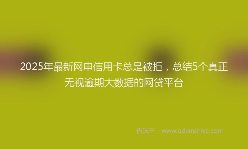 2025年最新网申信用卡总是被拒，总结5个真正无视逾期大数据的网贷平台