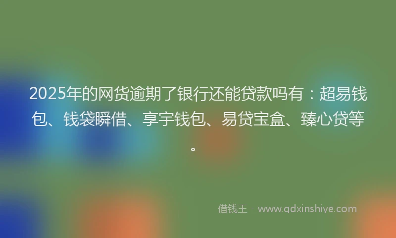 2025年的网货逾期了银行还能贷款吗有：超易钱包、钱袋瞬借、享宇钱包、易贷宝盒、臻心贷等。
