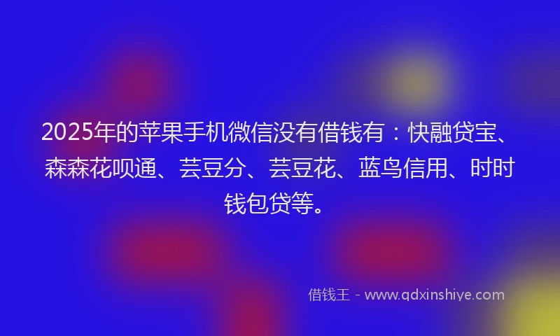 2025年的苹果手机微信没有借钱有：快融贷宝、森森花呗通、芸豆分、芸豆花、蓝鸟信用、时时钱包贷等。