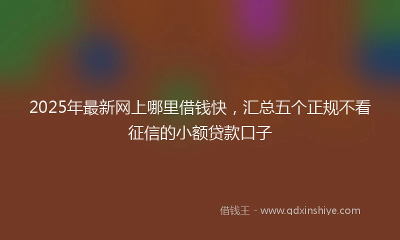 2025年最新网上哪里借钱快，汇总五个正规不看征信的小额贷款口子