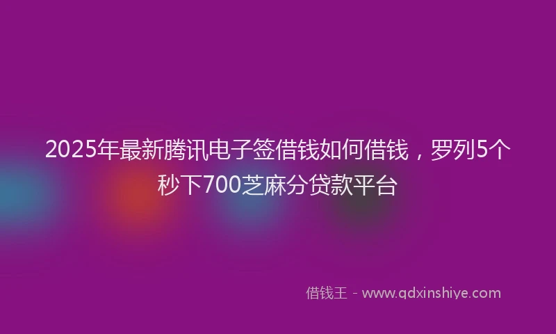 2025年最新腾讯电子签借钱如何借钱，罗列5个秒下700芝麻分贷款平台