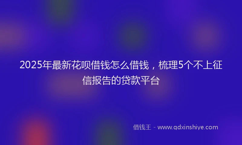 2025年最新花呗借钱怎么借钱，梳理5个不上征信报告的贷款平台