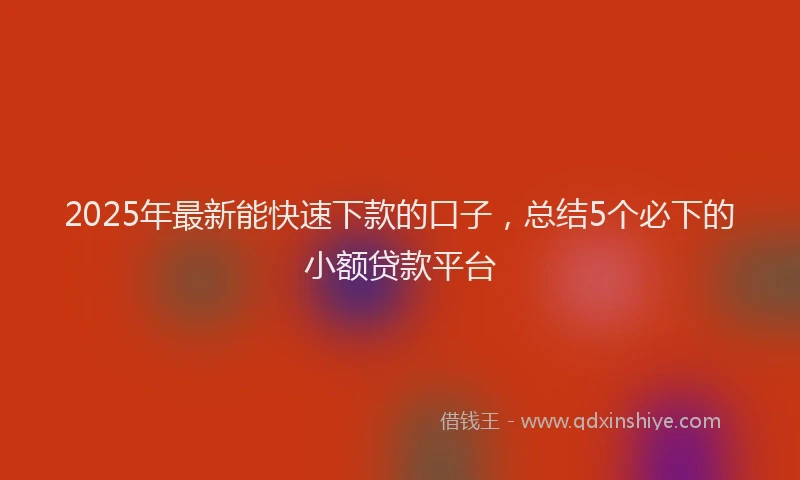2025年最新能快速下款的口子，总结5个必下的小额贷款平台