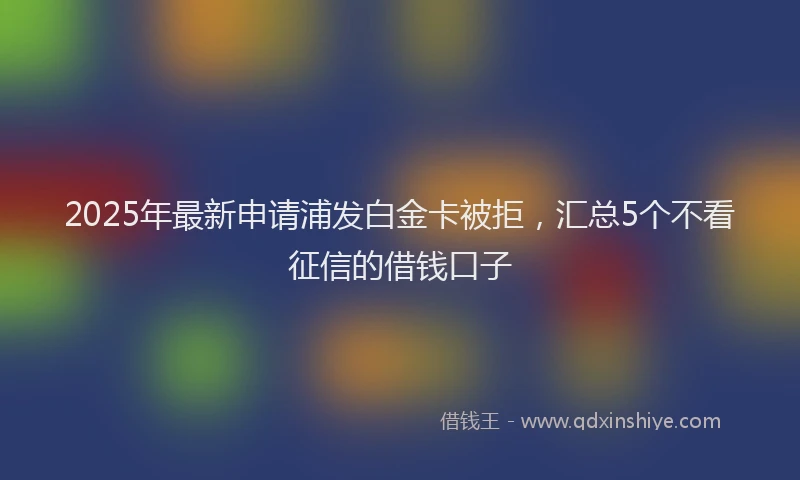 2025年最新申请浦发白金卡被拒，汇总5个不看征信的借钱口子