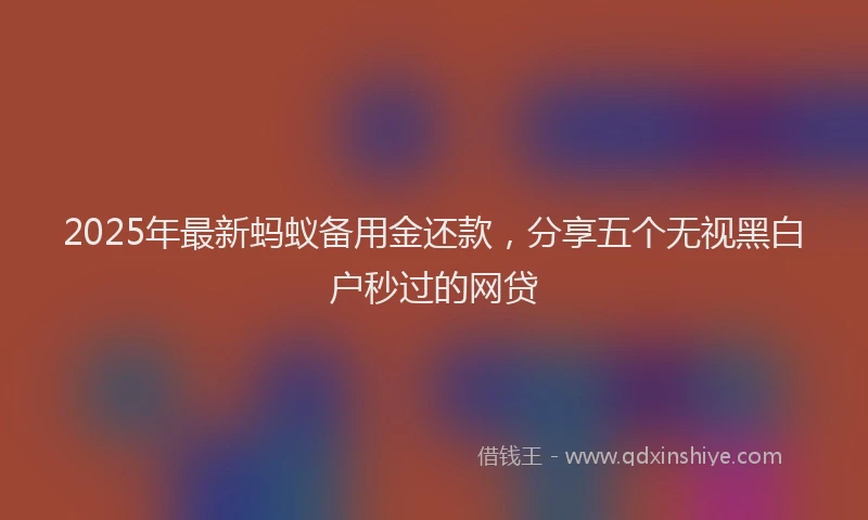 2025年最新蚂蚁备用金还款，分享五个无视黑白户秒过的网贷
